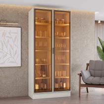 Cristaleira 100cm 2 Portas com LED e Vidro Reflecta Temperado 100% MDF Fineze Bege/Areia HP Cristaleira 100cm 2 Portas com LED e Vidro Reflecta Temperado 100% MDF Fineze Bege/Areia HP