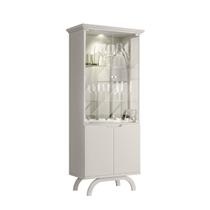 Cristaleira 181x71 Portas e Prateleiras de Vidro 3mm Com Led e Adega Clara Off White - EdeCasaMoveis
