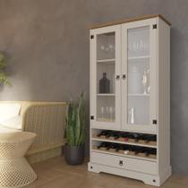 Cristaleira 2 Portas 1 Gaveta com Adega Smile Móveis Serpil Creme/Carvalho Cristaleira 2 Portas 1 Gaveta com Adega Smile Móveis Serpil Creme/Carvalho