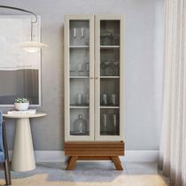 Cristaleira 2 Portas 1 Gaveta Retrô Marsala