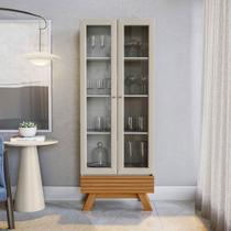 Cristaleira 2 Portas 1 Gaveta Retrô Marsala