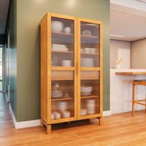 Cristaleira 2 Portas 2 Gavetas em Madeira Maciça e Vidro Canelado Piazza