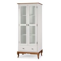 Cristaleira 2 Portas 3 Prateleiras 1 Gaveta e Pés Luiz XV 60302 Linz Móveis - Branco/Imbuia Glazer