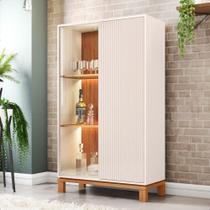 Cristaleira 2 Portas Com Iluminação Interna Led Jace Bege Caemmun
