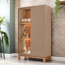 Cristaleira 2 Portas Com Led Interno Jace Cinza Caemmun