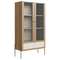 Cristaleira 2 Portas de Vidro Pé Metal Arlo A10 Hanover/Dourado - Mpozenato