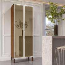 Cristaleira 2 portas de vidros Refleta com prateleiras Viv Luz KitsParaná