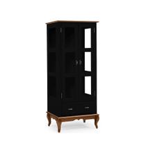 Cristaleira 2 Portas Laterais em Vidro 1 Gaveta 60310 Linz Móveis - Preto/Imbuia Glazer