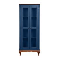 Cristaleira 2 Portas Vidro Madeira Versalhes Azul Petróleo