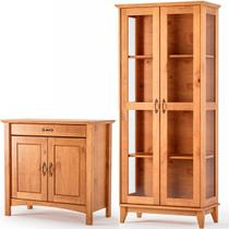 Cristaleira 2 Pts Vidro Slim e Buffet Aparador 93 cm Bella