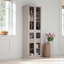 Cristaleira 4 Portas de Vidro 230cm de Altura MDF Rodapé PVC Dobradiça Slow Motion Essence Itatiaia