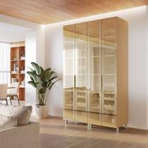 Cristaleira 4 Portas Vidro Reflecta Nesher 140cm 100% Mdf