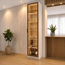 Cristaleira 50cm 1 Porta com LED e Vidro Reflecta Temperado 100% MDF Fineze Bege/Areia HP Cristaleira 50cm 1 Porta com LED e Vidro Reflecta Temperado 100% MDF Fineze Bege/Areia HP