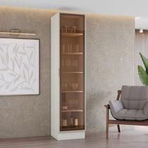 Cristaleira 50cm 1 Porta com LED e Vidro Reflecta Temperado 100% MDF Fizneze Bege/Areia HP Cristaleira 50cm 1 Porta com LED e Vidro Reflecta Temperado 100% MDF Fizneze Bege/Areia HP