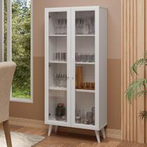 Cristaleira 70 cm 2 Portas de Vidro com Pés Cônicos Branco Madesa Cristaleira 70 cm 2 Portas de Vidro com Pés Cônicos Branco Madesa