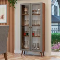 Cristaleira 70 cm 2 Portas de Vidro com Pés Cônicos Rustic/Cinza/Rustic Vik Madesa Cristaleira 70 cm 2 Portas de Vidro com Pés Cônicos Rustic/Cinza/Rustic Vik Madesa