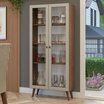 Cristaleira 70 cm 2 Portas de Vidro com Pés Cônicos Rustic/Crema/Rustic Vik Madesa