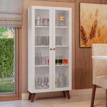 Cristaleira 70 cm 2 Portas de Vidro com Pés Trapézio Branco/Rustic Vik Madesa Cristaleira 70 cm 2 Portas de Vidro com Pés Trapézio Branco/Rustic Vik Madesa