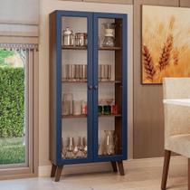 Cristaleira 70 cm 2 Portas de Vidro com Pés Trapézio Rustic/Azul/Rustic Vik Madesa Cristaleira 70 cm 2 Portas de Vidro com Pés Trapézio Rustic/Azul/Rustic Vik Madesa