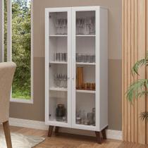 Cristaleira 70 Cm 2 Portas De Vidro Pés Trapézio Madesa.
