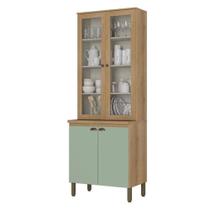 Cristaleira 80 Cm 4 Portas Vidro Finesse Capuccino Menta - Thb