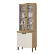 Cristaleira 80 cm 4 Portas Vidro Finesse Capuccino Off White - THB