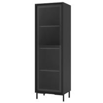 Cristaleira Alta Refresh 1 Porta de Vidro 3 Prateleiras Preto com Sistema Push To Open - BRV Móveis Cristaleira Alta Refresh 1 Porta de Vidro 3 Prateleiras Preto com Sistema Push To Open - BRV Móveis