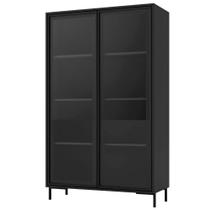 Cristaleira Alta Refresh 2 Portas de Vidro 3 Prateleiras Preto com Sistema Push To Open - BRV Móveis