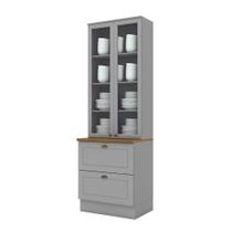 Cristaleira Americana Cinza Com Tampo Naturale - Henn Cristaleira Americana Cinza Com Tampo Naturale - Henn