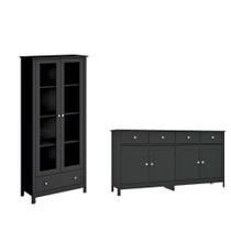 Cristaleira + Aparador Buffet Ditália E-954+R-626 Preto cozy