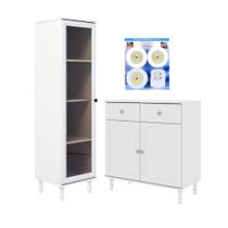 Cristaleira +Aparador Ditália +Kit Luz E-963-R-629 Cozy