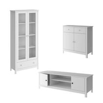 Cristaleira + Aparador + Rack Ditália E954+R603+R606 Branco