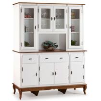 Cristaleira Arca e Oratório 8 Portas 3 Gavetas com Nicho Central e Pés Luiz XV 60634 Linz Móveis - Verde Musgo/Imbuia Glazer