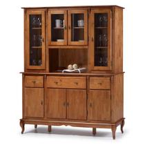 Cristaleira Arca e Oratório 8 Portas 3 Gavetas com Nicho Central e Pés Luiz XV 60634 Linz Móveis - Verde Musgo/Imbuia Glazer