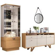 Cristaleira Aruan Buffet Ellora e Espelho Adnet 54cm H01 Off White/Cinamomo - Mpozenato