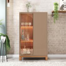 Cristaleira Átomo com 2 Portas Vidro e Ripada Nicho e LED Sued/Freijo G11 - Gran Belo