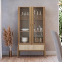 Cristaleira bar oslo 2 portas 1 gaveta 83cm palinha hanover ou nero base madeira - artesano