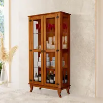 Cristaleira Bella Luna com Vidro Madeira Maciça Antiga 2 Portas de Vidro Castanho Cristaleira Bella Luna com Vidro Madeira Maciça Antiga 2 Portas de Vidro Castanho