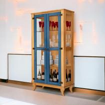 Cristaleira Bella Luna Imbuia e Azul Atraente