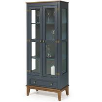 Cristaleira Bia 2 Portas e 1 Gaveta Cor Azul Petróleo 73cm - 67888 Cristaleira Bia 2 Portas e 1 Gaveta Cor Azul Petróleo 73cm - 67888