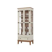 Cristaleira Bia 2 Portas e 1 Gaveta Off White C/ Amêndoa 73cm - 71977
