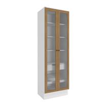 Cristaleira Celeste Kappesberg 100% MDF 2 Portas 1 Gaveta Branco/Nogueira 72cm