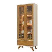 Cristaleira Clássica Adega Vitrum Off white e Naturalle 2 Portas de Vidro com LED