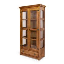 Cristaleira Clássica Rústica com Vidro com Gaveta em Madeira Maciça - Natural Cristaleira Clássica Rústica com Vidro com Gaveta em Madeira Maciça - Natural