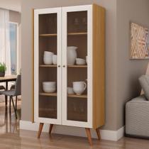 Cristaleira com 2 Portas de Vidro 80cm Pés Madeira 100% MDF Cristaleira com 2 Portas de Vidro 80cm Pés Madeira 100% MDF