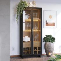 Cristaleira com Adega 2 Portas 1 Gaveta 71x175cm Guanabara Preto Noce