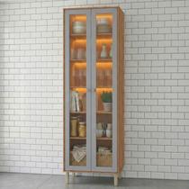 Cristaleira com Led 2 Portas Reflecta 70 Cm Divina Brilhante Celeste