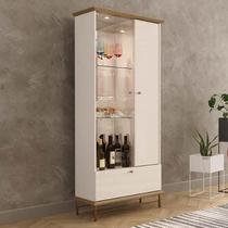 Cristaleira Com LED Vidro Espelho Pés de Aço 180x72cm Império Lukaliam Off White/Dourado Cristaleira Com LED Vidro Espelho Pés de Aço 180x72cm Império Lukaliam Off White/Dourado