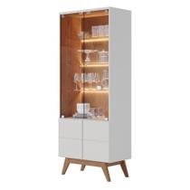 Cristaleira Com Portas de vidro e Led Rebeca C05 Off White/Freijó - Mpozenato Cristaleira Com Portas de vidro e Led Rebeca C05 Off White/Freijó - Mpozenato