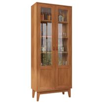 Cristaleira com Portas de Vidro Sala de Jantar Liria C14 Cedro - Mpozenato